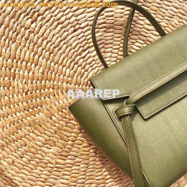 Replica Celine Nano Belt Bag Army Green Grained Calfskin 185003 2