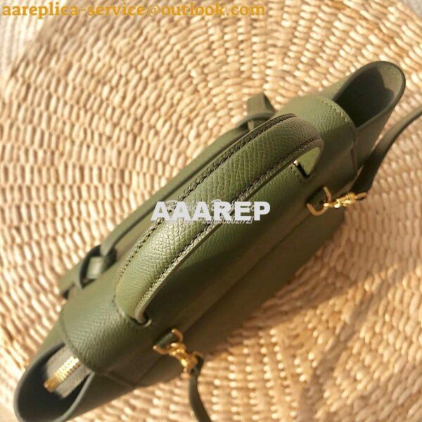 Replica Celine Nano Belt Bag Army Green Grained Calfskin 185003 4