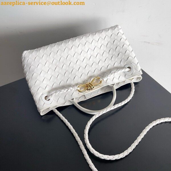 Replica Bottega Veneta Andiamo Small East/West Bag in White Intrecciato Lambskin 11