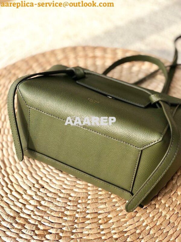 Replica Celine Nano Belt Bag Army Green Grained Calfskin 185003 7