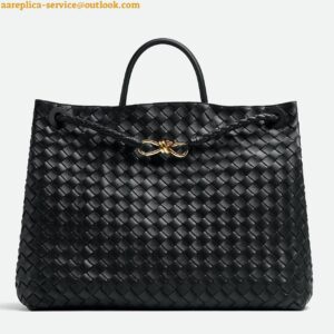 Replica Bottega Veneta Large Andiamo bag In Black Intrecciato Lambskin