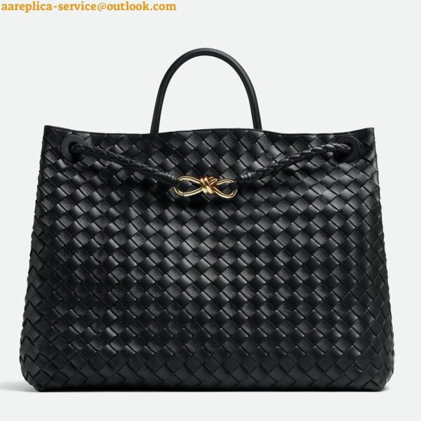 Replica Bottega Veneta Large Andiamo bag In Black Intrecciato Lambskin 3