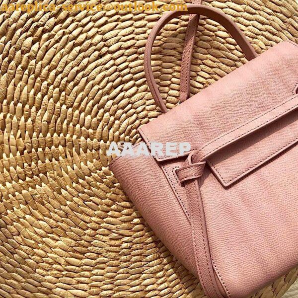 Replica Celine Nano Belt Bag Barbie Pink Grained Calfskin 185003 4