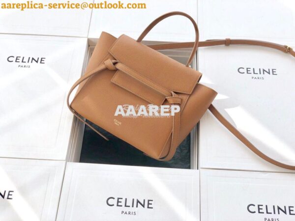 Replica Celine Nano Belt Bag Brown Grained Calfskin 185003