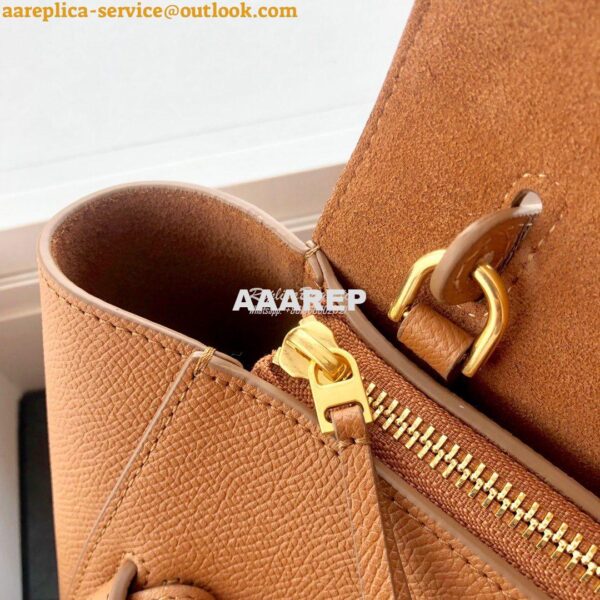 Replica Celine Nano Belt Bag Brown Grained Calfskin 185003 7