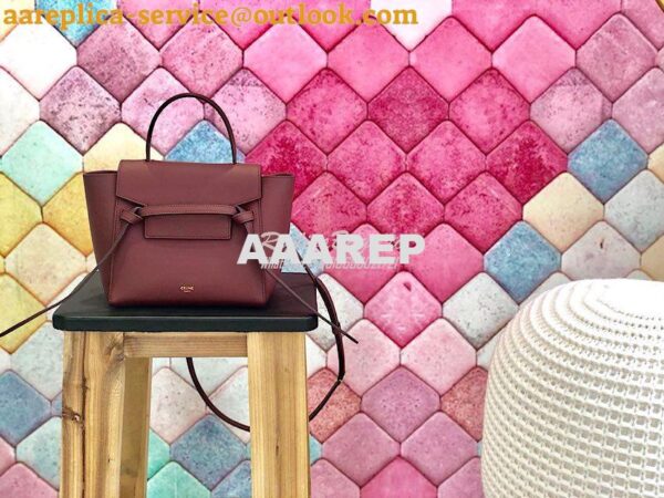 Replica Celine Nano Belt Bag Burgundy Grained Calfskin 185003