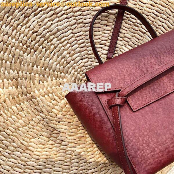 Replica Celine Nano Belt Bag Burgundy Grained Calfskin 185003 3