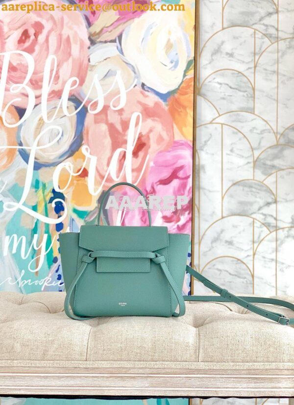 Replica Celine Nano Belt Bag Celadon Grained Calfskin 185003