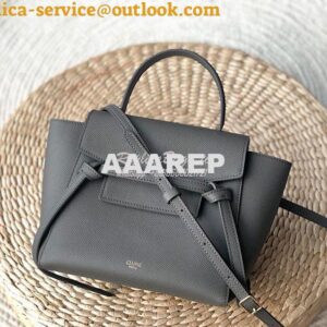 Replica Celine Nano Belt Bag In dark grey Grained Calfskin 185003 2