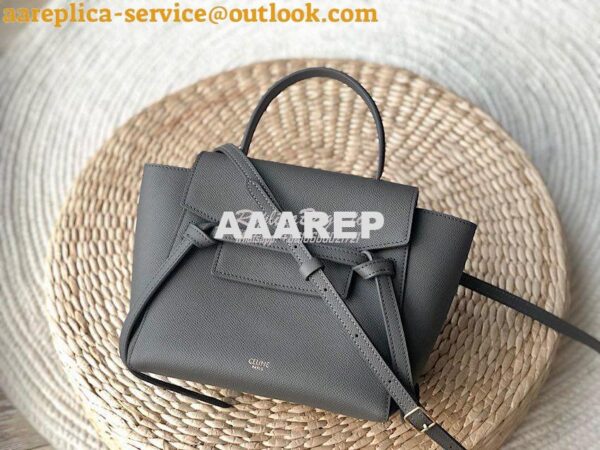 Replica Celine Nano Belt Bag In dark grey Grained Calfskin 185003 2