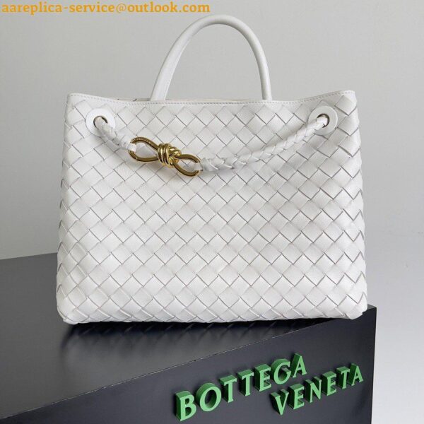 Replica Bottega Veneta Medium Andiamo Bag In White Intrecciato Lambskin 7