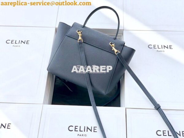 Replica Celine Nano Belt Bag In dark navy Grained Calfskin 185003 2