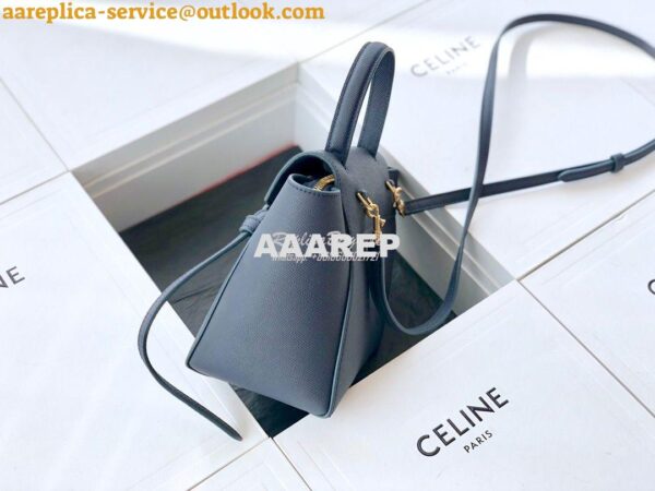 Replica Celine Nano Belt Bag In dark navy Grained Calfskin 185003 3