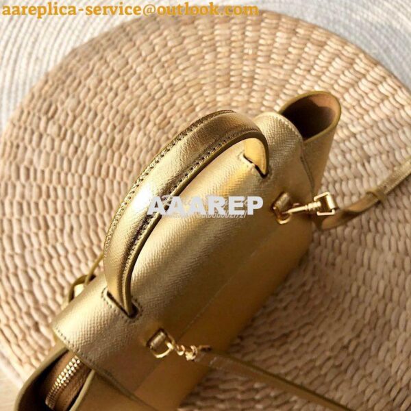 Replica Celine Nano Belt Bag in Gold Laminated Grained Calfskin 185003 4