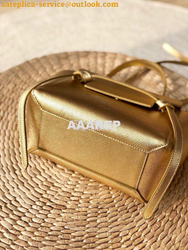 Replica Celine Nano Belt Bag in Gold Laminated Grained Calfskin 185003 8