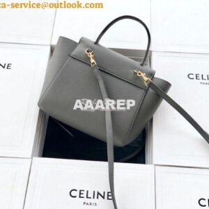 Replica Celine Nano Belt Bag In grey Grained Calfskin 185003 2