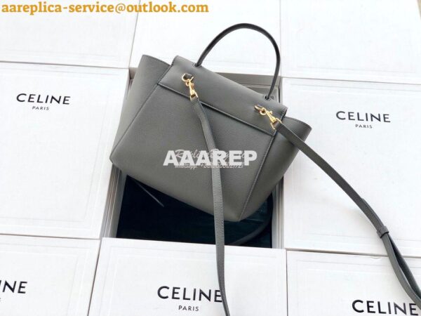 Replica Celine Nano Belt Bag In grey Grained Calfskin 185003 2