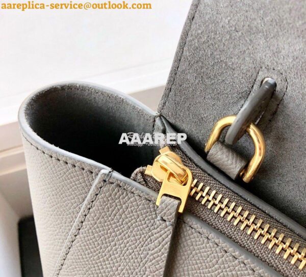 Replica Celine Nano Belt Bag In grey Grained Calfskin 185003 7