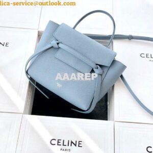 Replica Celine Nano Belt Bag Light Blue Grained Calfskin 185003