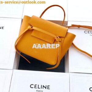 Replica Celine Nano Belt Bag Orange Grained Calfskin 185003