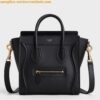 Replica Celine Nano Luggage Tote Bag In Black Drummed Calfskin