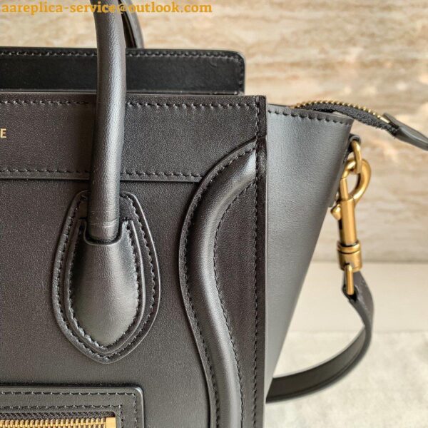 Replica Celine Nano Luggage Tote Bag In Black Smooth Calfskin 4