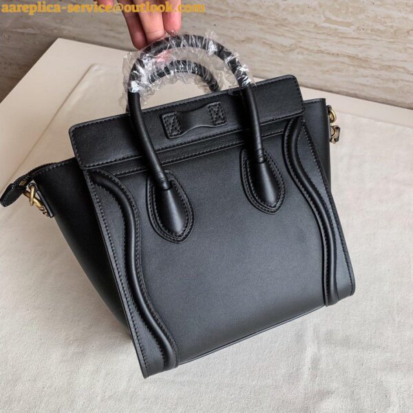 Replica Celine Nano Luggage Tote Bag In Black Smooth Calfskin 6