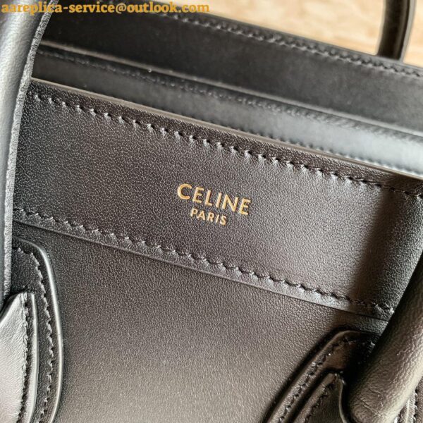 Replica Celine Nano Luggage Tote Bag In Black Smooth Calfskin 10