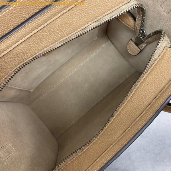 Replica Celine Nano Luggage Tote Bag In Dune Drummed Calfskin 8