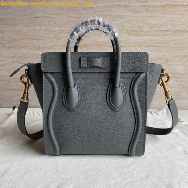 Replica Celine Nano Luggage Tote Bag In Kohl Drummed Calfskin 13