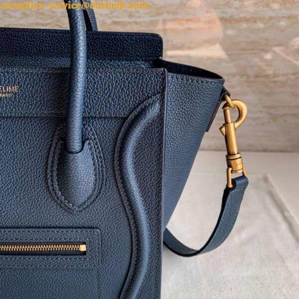 Replica Celine Nano Luggage Tote Bag In Navy Blue Drummed Calfskin 9