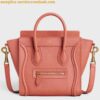 Replica Celine Nano Luggage Tote Bag In Red Drummed Calfskin 2