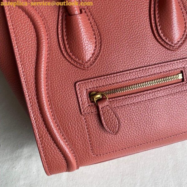 Replica Celine Nano Luggage Tote Bag In Orange Drummed Calfskin 5