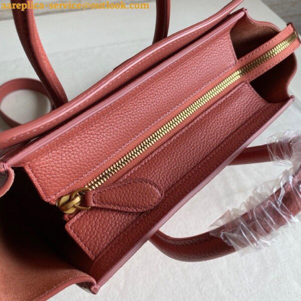 Replica Celine Nano Luggage Tote Bag In Orange Drummed Calfskin 5