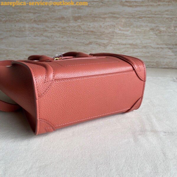 Replica Celine Nano Luggage Tote Bag In Orange Drummed Calfskin 8