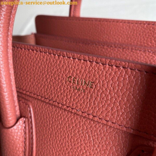 Replica Celine Nano Luggage Tote Bag In Orange Drummed Calfskin 9