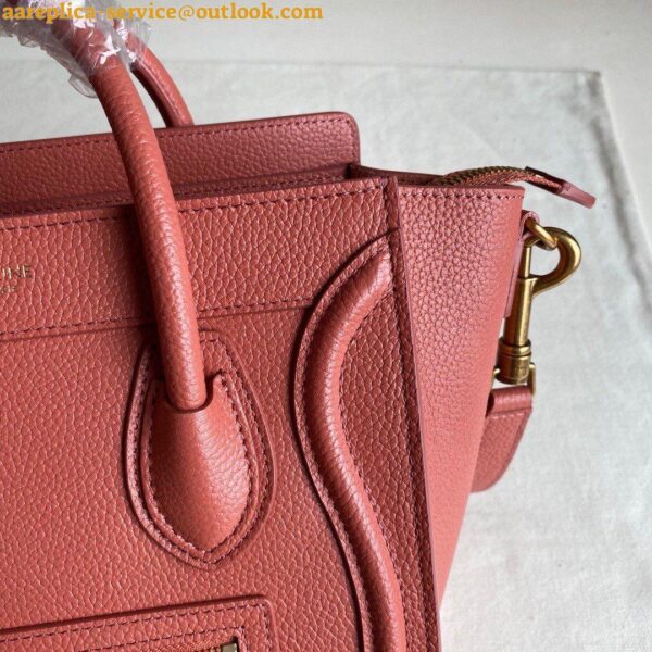 Replica Celine Nano Luggage Tote Bag In Orange Drummed Calfskin 10