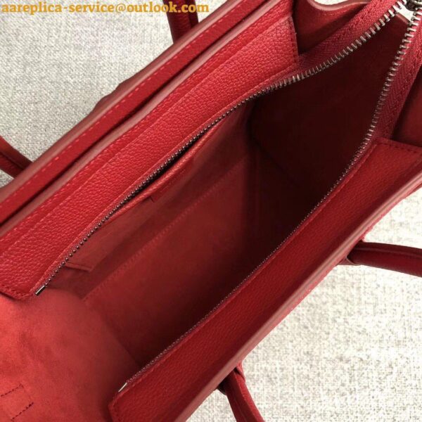 Replica Celine Nano Luggage Tote Bag In Red Drummed Calfskin 5