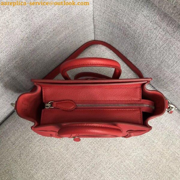 Replica Celine Nano Luggage Tote Bag In Red Drummed Calfskin 8