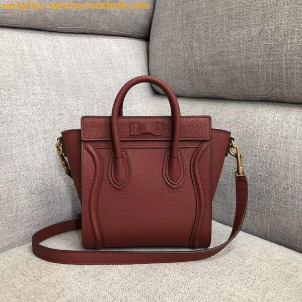 Replica Celine Nano Luggage Tote Bag In Ruby Drummed Calfskin 6