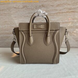 Replica Celine Nano Luggage Tote Bag In Souris Drummed Calfskin 2