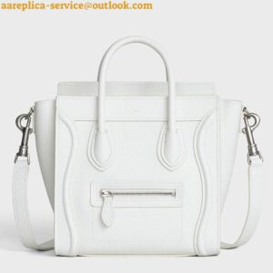 Replica Celine Nano Luggage Tote Bag In White Drummed Calfskin 2