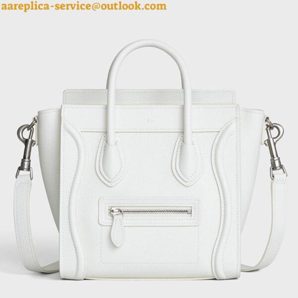 Replica Celine Nano Luggage Tote Bag In White Drummed Calfskin 3