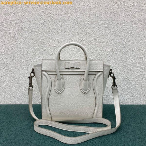 Replica Celine Nano Luggage Tote Bag In White Drummed Calfskin 4