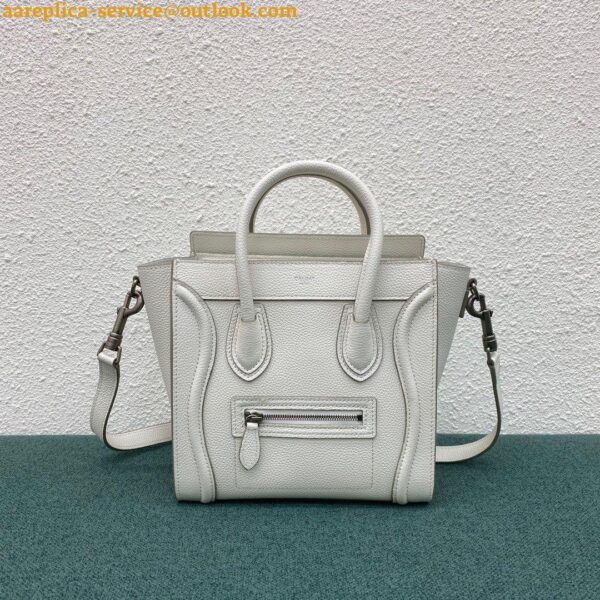 Replica Celine Nano Luggage Tote Bag In White Drummed Calfskin 5