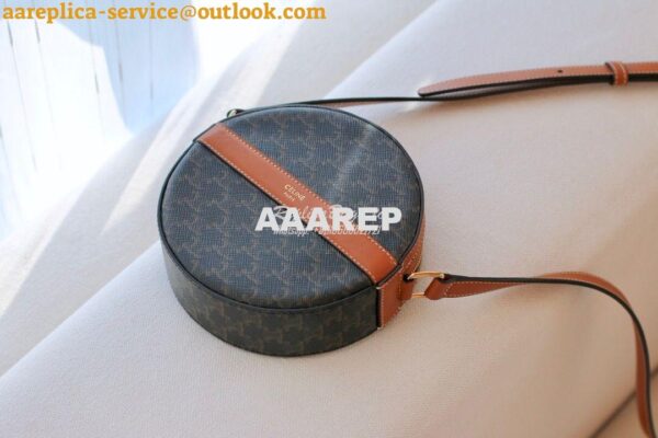 Replica Celine Round Purse On Strap In Triomphe Canvas And Lambskin 10