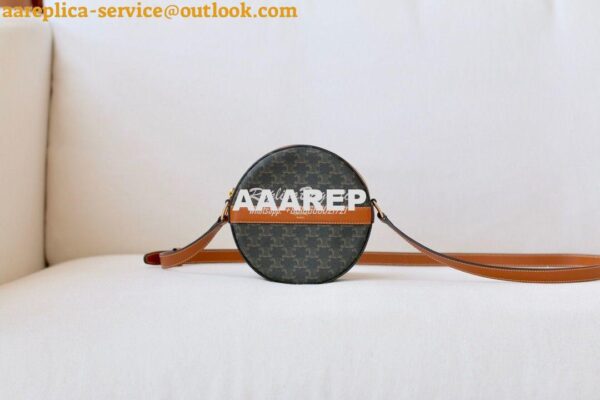 Replica Celine Round Purse On Strap In Triomphe Canvas And Lambskin 10 2