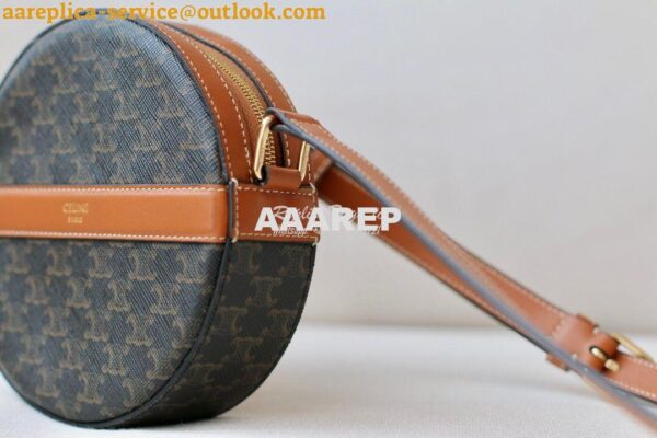 Replica Celine Round Purse On Strap In Triomphe Canvas And Lambskin 10 3