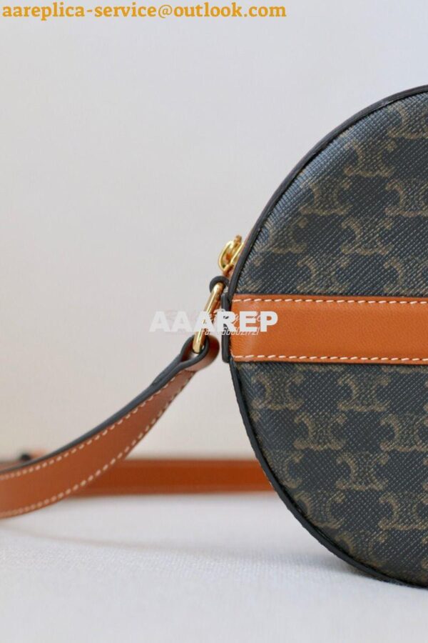 Replica Celine Round Purse On Strap In Triomphe Canvas And Lambskin 10 6