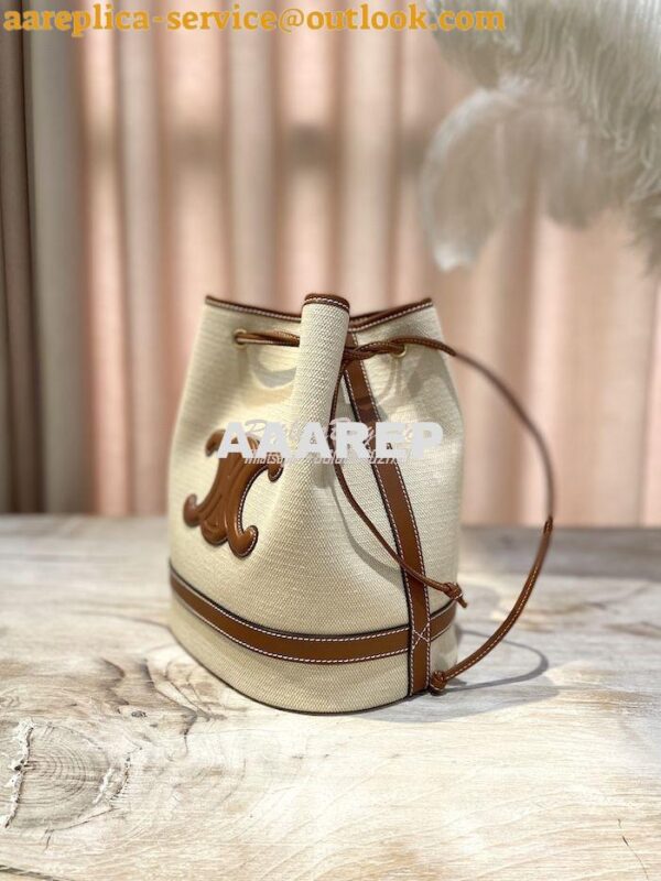 Replica Celine Seau Marin In Textile And Calfskin Natural / Tan 196752 2